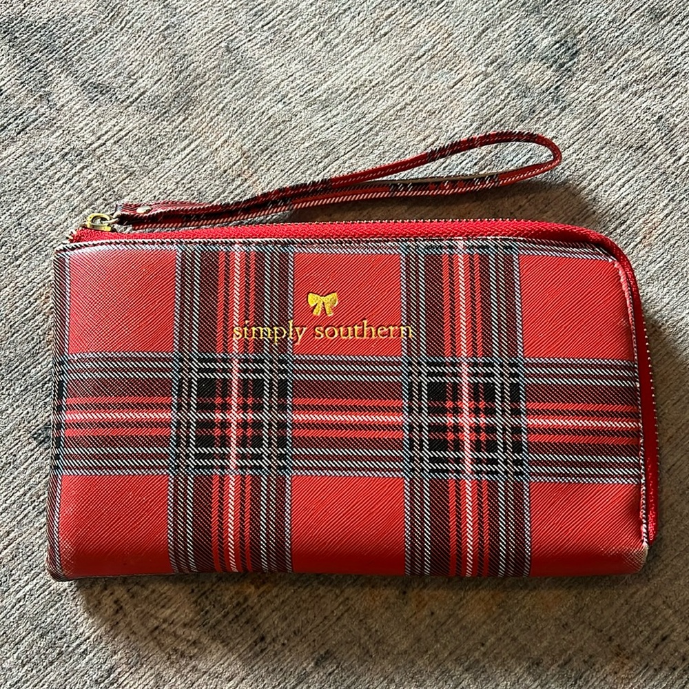 Simply Southern Red Plaid Wristlet Wallet